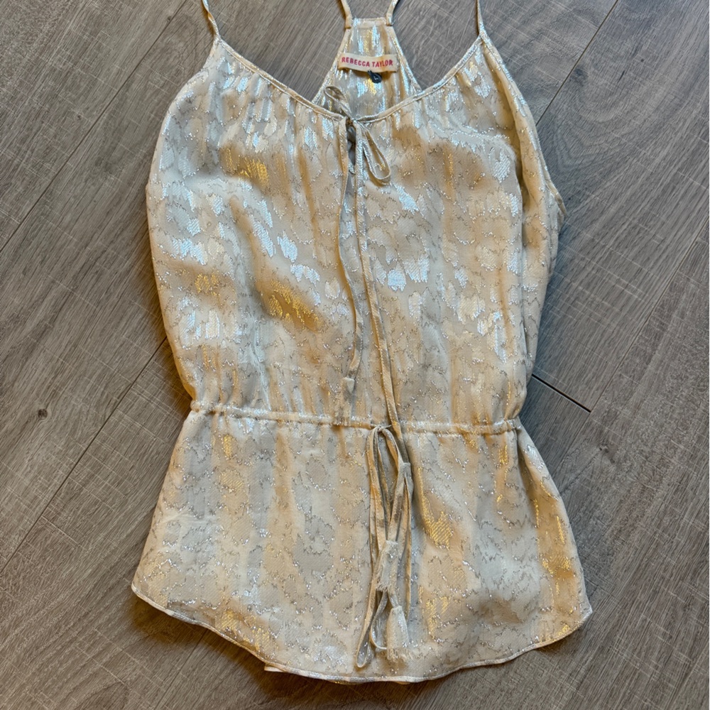 Rebecca Taylor Metallic Silver and Cream Top